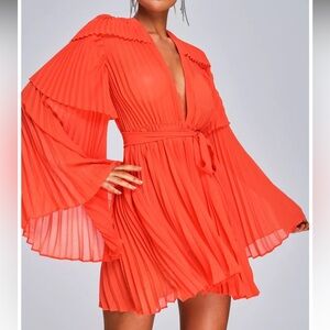 Orange red flowy dress